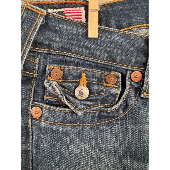 True Religion Becky Bootcut Jeans Petite Dark Wash Denim USA Made Size 26 - Picture 2 of 14